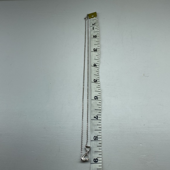 Sterling Silver Double Heart Necklace with Diamond Center Stone - Picture 7 of 9